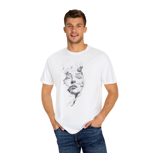 Artistic Face Print Unisex T-Shirt, Stylish Graphic Tee, Casual Wear, Gift for Art Lovers, Summer Fashion, Unique Art Shirt